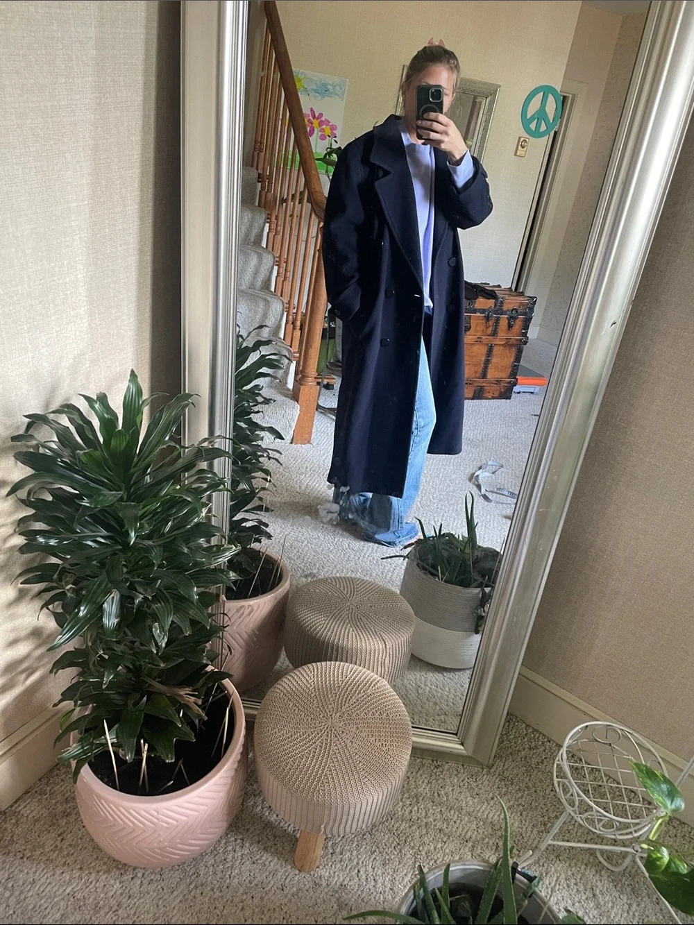 Talbots Cashmere Wool Double Breasted Navy Petite Pea Coat